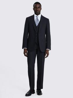 Moss Regular Fit Check Wool Suit Jacket, Navy - view 2, Navy