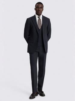Moss Regular Fit Wool Blend Puppytooth Suit Jacket, Navy - view 2, Navy