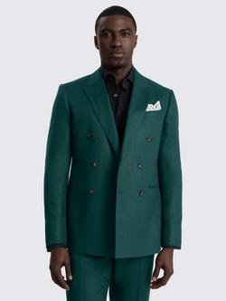 Moss Slim Fit Double-Breasted Linen Suit Jacket, Emerald, Emerald