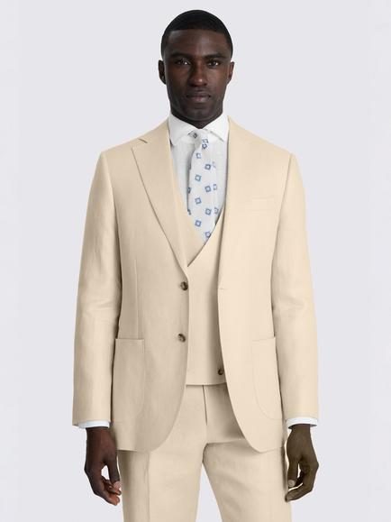 Moss Tailored Fit Twill Linen Suit Jacket, Neutral