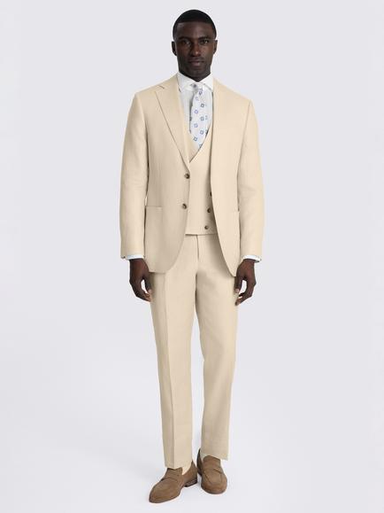 Moss Tailored Fit Twill Linen Suit Jacket - view 2, Neutral