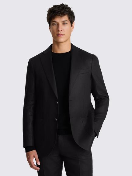 Moss Tailored Fit Twill Linen Suit Jacket, Black