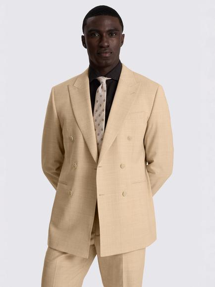 Moss Tailored Fit Wool Blend Performance Double Breasted Suit Jacket, Neutral, Neutral