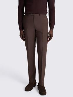 Moss Tailored Fit Wool Blend Puppytooth Suit Trousers, Dark Plum, Dark Plum