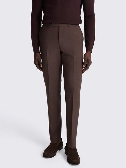 Moss Tailored Fit Wool Blend Performance Suit Trousers, Dark Plum, Dark Plum