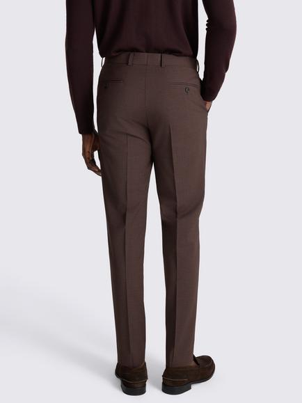 Moss Tailored Fit Wool Blend Performance Suit Trousers, Dark Plum - view 2, Dark Plum