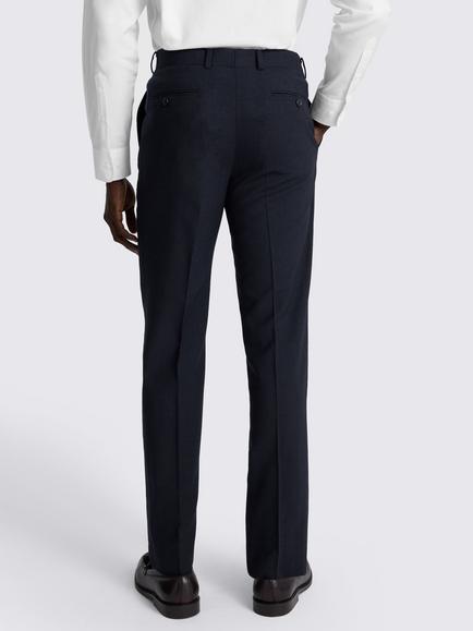 Moss Regular Fit Puppytooth Check Wool Blend Suit Trousers, Navy - view 2, Navy