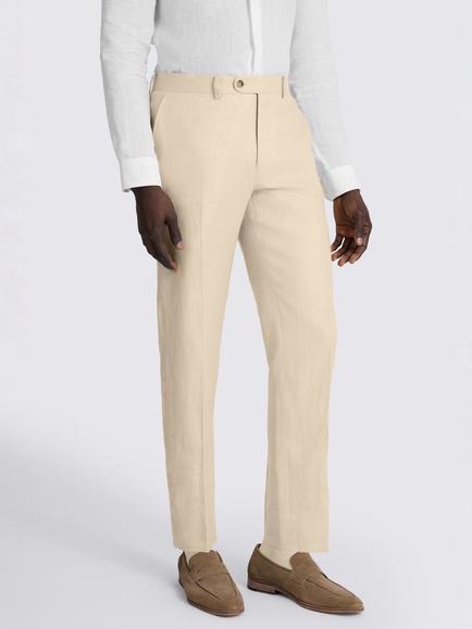 Moss Tailored Fit Twill Linen Suit Trousers, Neutral