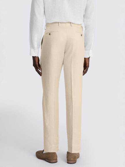 Moss Tailored Fit Twill Linen Suit Trousers - view 2, Neutral