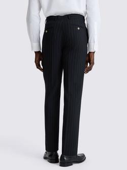 Moss Tailored Fit Striped Suit Trousers, Navy - view 2, Navy
