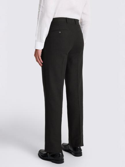 Moss Relaxed Fit Twill Linen Blend Suit Trousers - view 2, Black