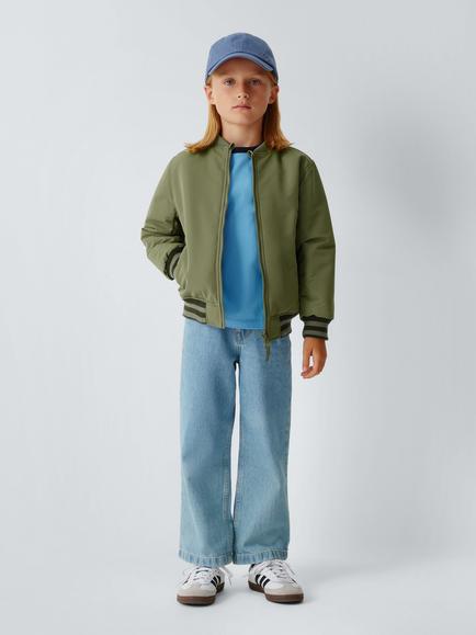 John Lewis Kids' Reversible Nightsky Bomber Jacket, Olivine/Print - view 2, Olivine/ Print