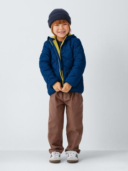 John Lewis Kids' Onion Quilt Packable Hooded Jacket, Estate Blue - view 2, Estate Blue
