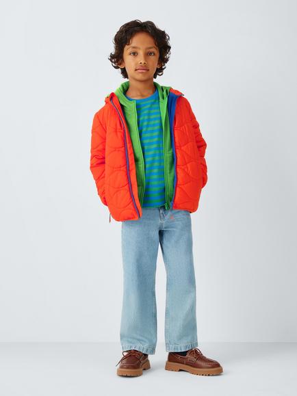 John Lewis Kids' Onion Quilt Packable Hooded Jacket, Red - view 2, Red