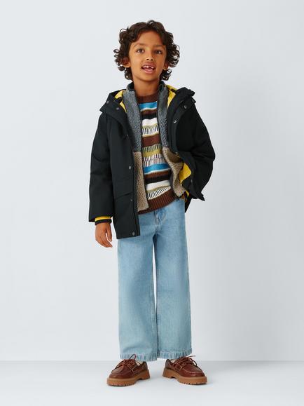 John Lewis Kids' 3-in-1 Borg Gilet Waterproof Jacket, Black - view 2, Black
