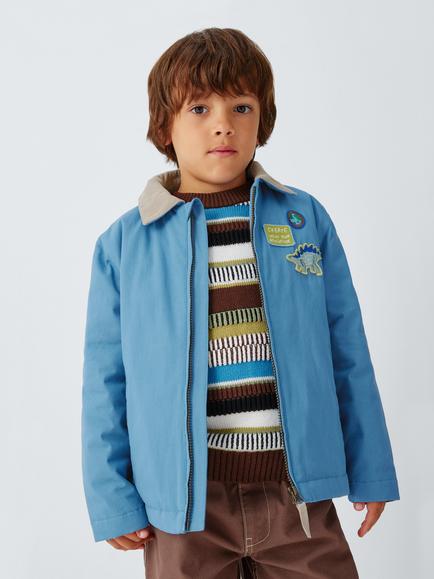 John Lewis Kids' Dino Badge Collared Jacket, Cyaneus, Cyaneus