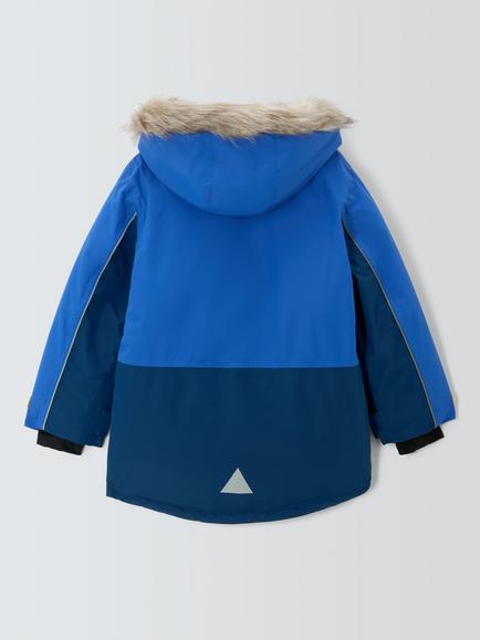 John Lewis Kids' Faux Fur Hooded Parka Coat, Dazzling Blue - view 2, Dazzling Blue