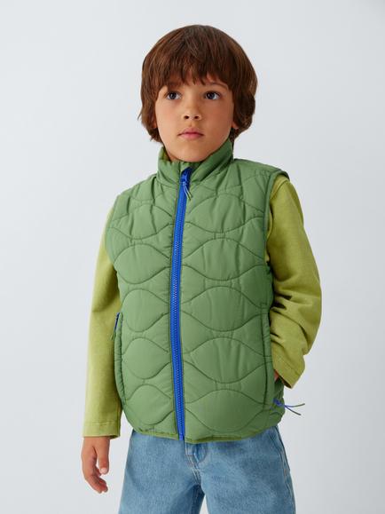 John Lewis Kids' Onion Quilt Packable Gilet, Olivine, Olivine
