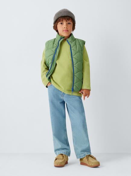John Lewis Kids' Onion Quilt Packable Gilet, Olivine - view 2, Olivine