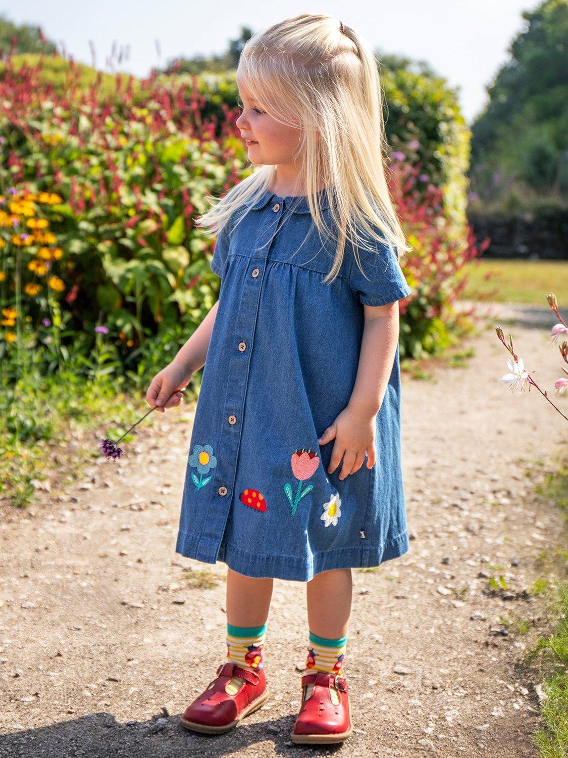sachin and babi light blue dress Fallon Floral Embroidered Denim Midi Dress Blue