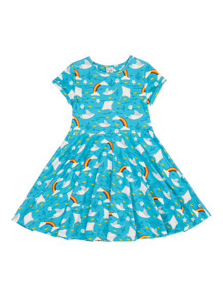 Frugi Kids' Spring Skater Dress, Rainbow Rays