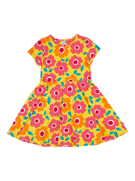 Frugi Kids' Spring Skater Dress, Floral Fields, Floral Fields