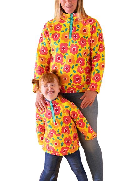 Frugi Kids' Snuggle Fleece, Floral Fields - view 2, Floral Fields