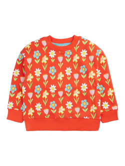 Frugi Kids' Superb Cotton Fleece Sweatshirt, Happiness In Bloom, Happiness In Bloom