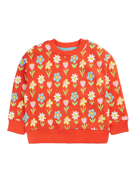 Frugi Kids' Superb Cotton Fleece Sweatshirt, Happiness In Bloom, Happiness In Bloom