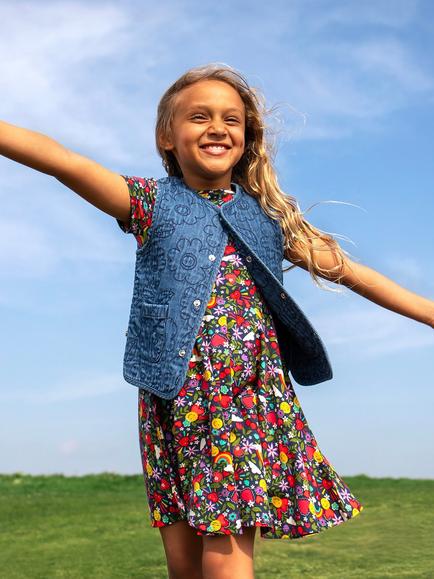 Frugi Kids' Merri Waistcoat, Denim - view 2, Denim