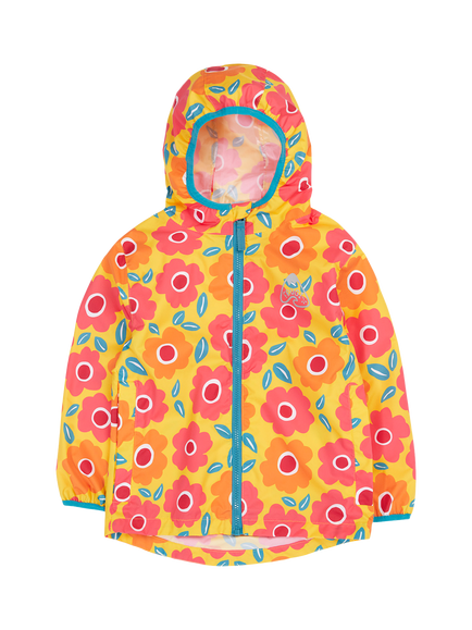 Frugi Kids' Rain Or Shine Floral Waterproof Jacket, Floral Fields, Floral Fields