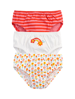 Frugi kids' Polly Printed Briefs, Pack of 3, Bloom, Bloom