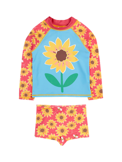 Frugi Kids' Rachel Sun Safe Long Sleeve Rash Vest & Shorts Set, Multi, Multi