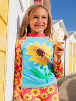 Frugi Kids' Rachel Sun Safe Long Sleeve Rash Vest & Shorts Set, Multi - view 2, Multi