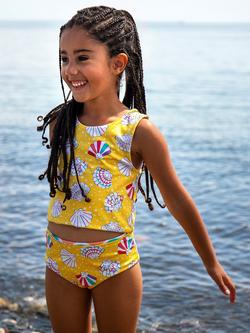 Frugi Kids' Tegan 50+ UPF Reversible Tankini, Multi - view 2, Multi