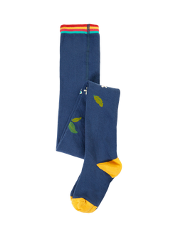 Frugi Kids' Norah Tights, Navy Happy Days