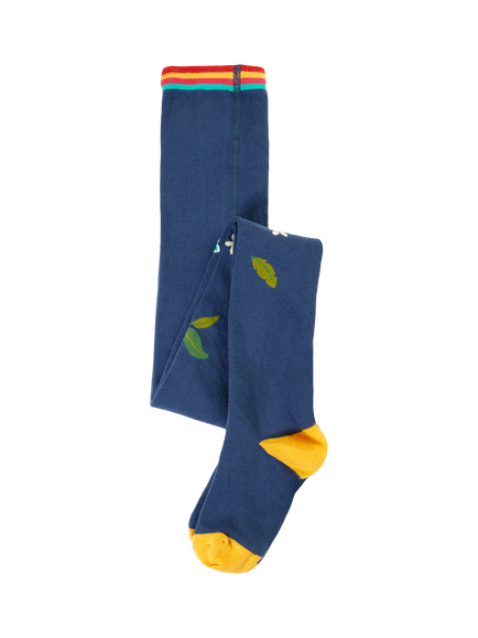 Frugi Kids' Norah Tights, Navy Happy Days