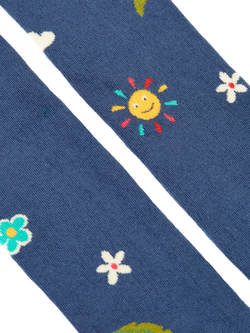 Frugi Kids' Norah Tights - view 2, Navy Happy Days