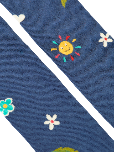 Frugi Kids' Norah Tights - view 2, Navy Happy Days