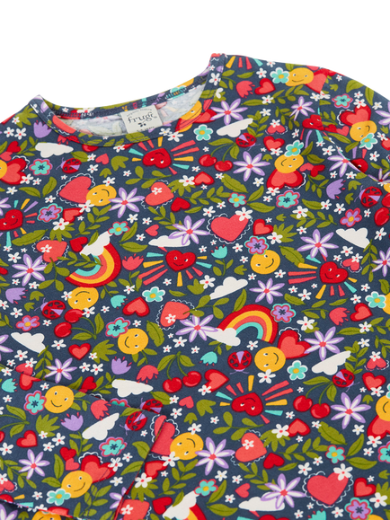 Frugi Kids' Bryher Stretch Cotton Top, Happy Days - view 2, Happy Days