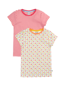 Frugi Kids' Pippa Pointelle T-Shirts, Pack of 2, Multi, Multi
