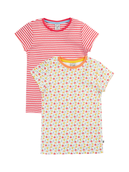 Frugi Kids' Pippa Pointelle T-Shirts, Pack of 2, Multi, Multi