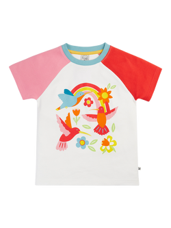 Frugi Kids' Tamar Cotton Colour Block Raglan T-Shirt, Multi, Multi