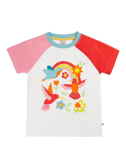 Frugi Kids' Tamar Cotton Colour Block Raglan T-Shirt, Multi, Multi