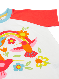 Frugi Kids' Tamar Cotton Colour Block Raglan T-Shirt, Multi - view 2, Multi