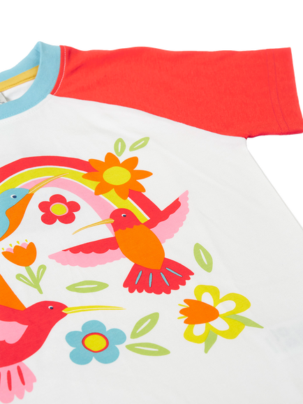 Frugi Kids' Tamar Cotton Colour Block Raglan T-Shirt, Multi - view 2, Multi