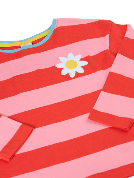 Frugi Kids' Tori Cotton Stripe  Applique Long Sleeve Top, Multi - view 2, Multi