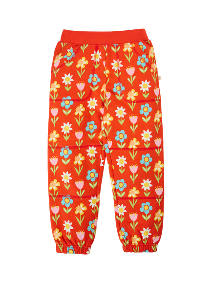Frugi Kids' Malpas Floral Print Joggers, Multi, Multi