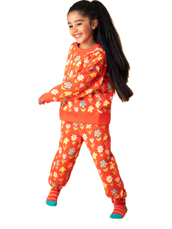 Frugi Kids' Malpas Floral Print Joggers, Multi - view 2, Multi