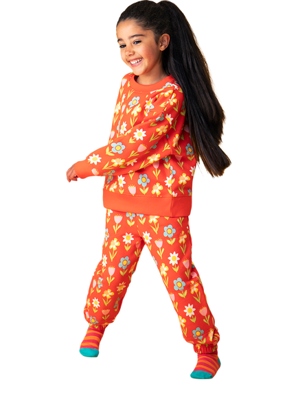 Frugi Kids' Malpas Floral Print Joggers, Multi - view 2, Multi
